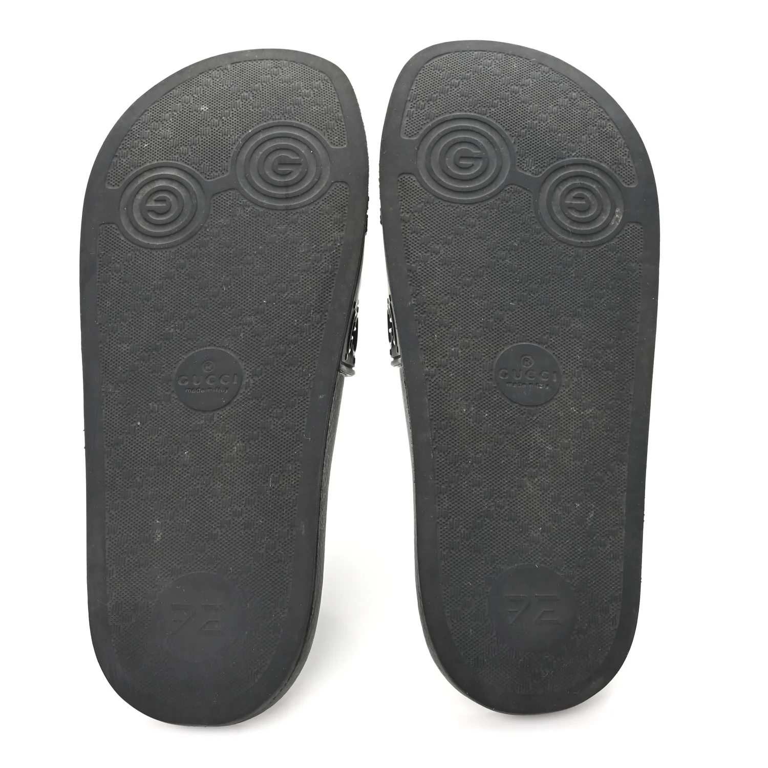 Rubber GG Monogram Perforated Womens Slide Sandals 37 Black - Image 6