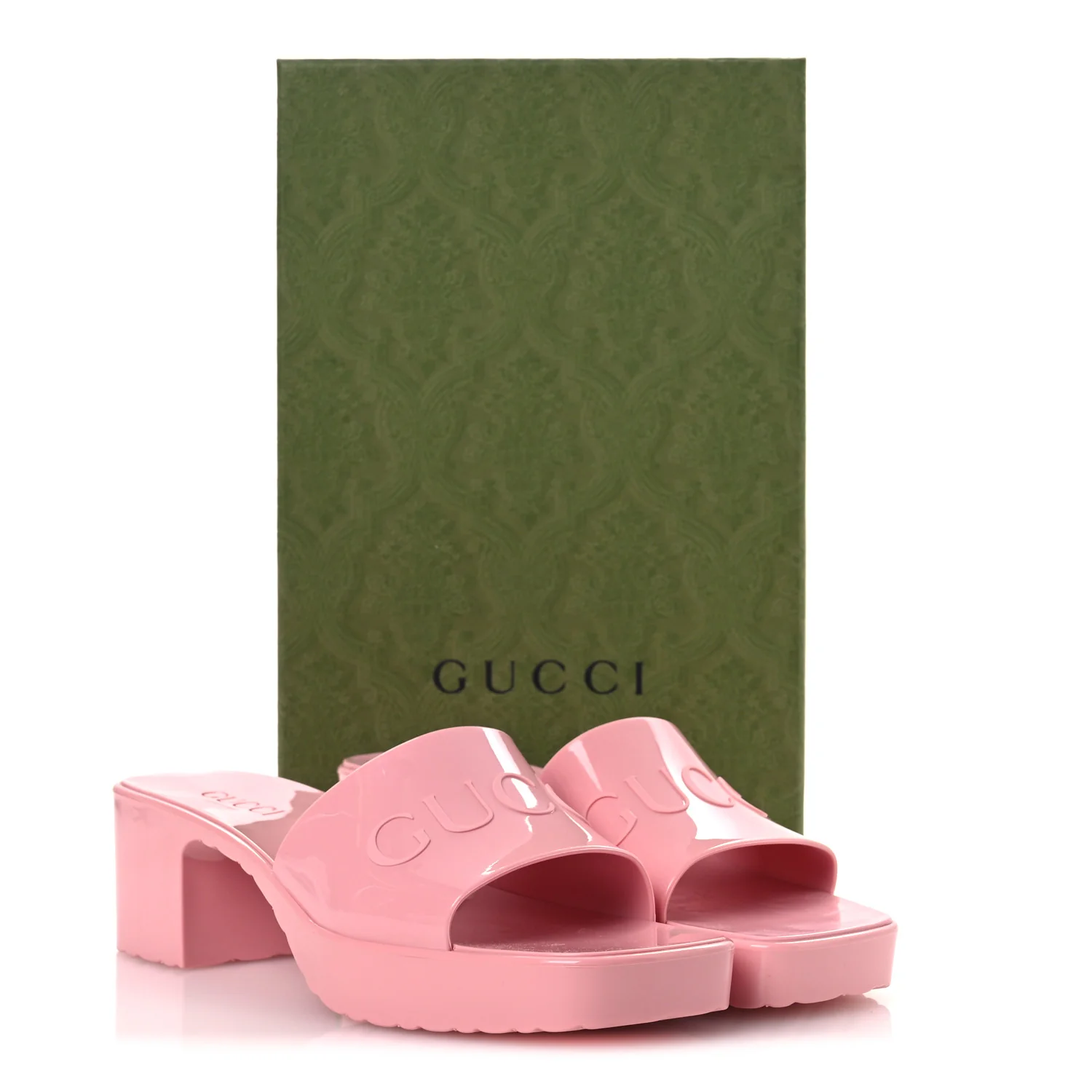 Rubber Gucci Logo Womens Platform 20/60mm Slide Sandals 38 Wild Rose - Image 12