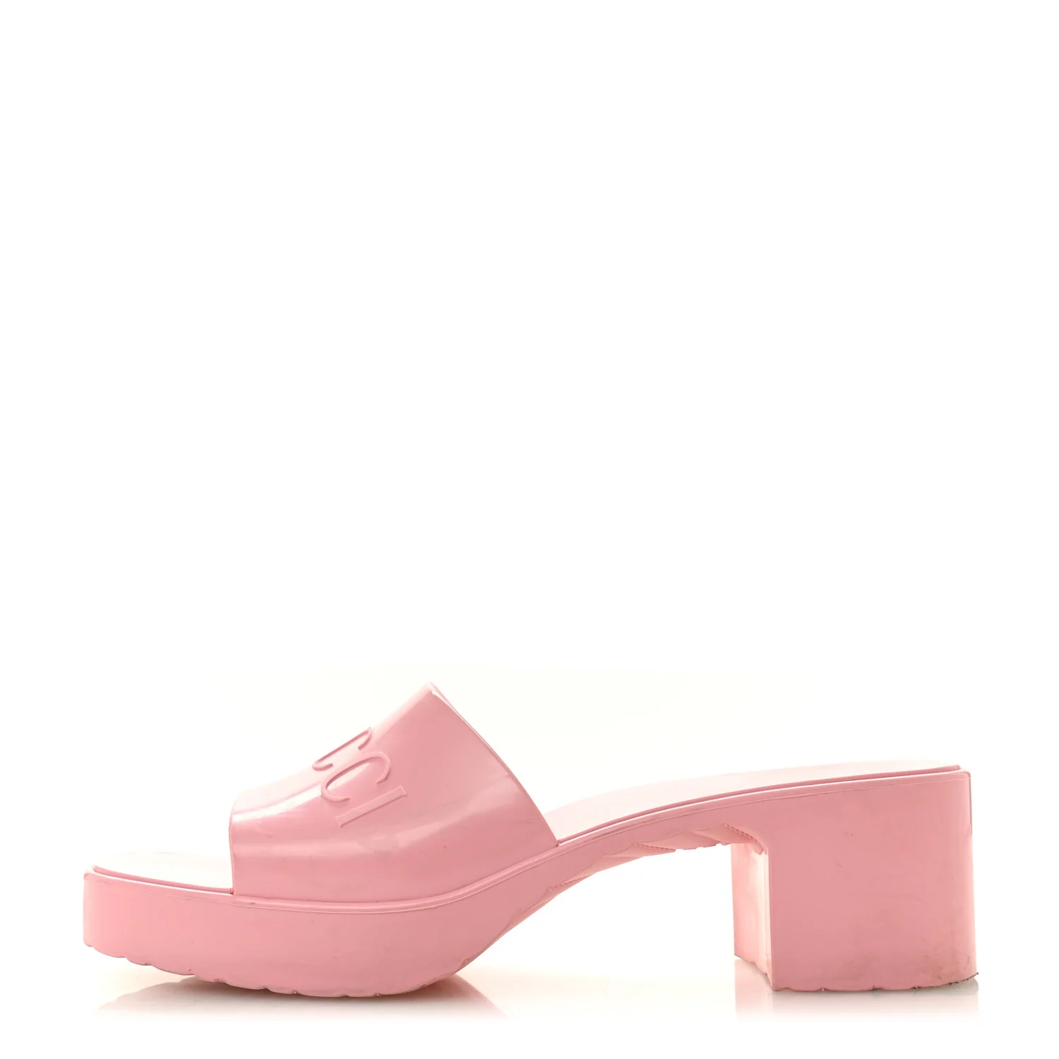 Rubber Gucci Logo Womens Platform 20/60mm Slide Sandals 41 Wild Rose