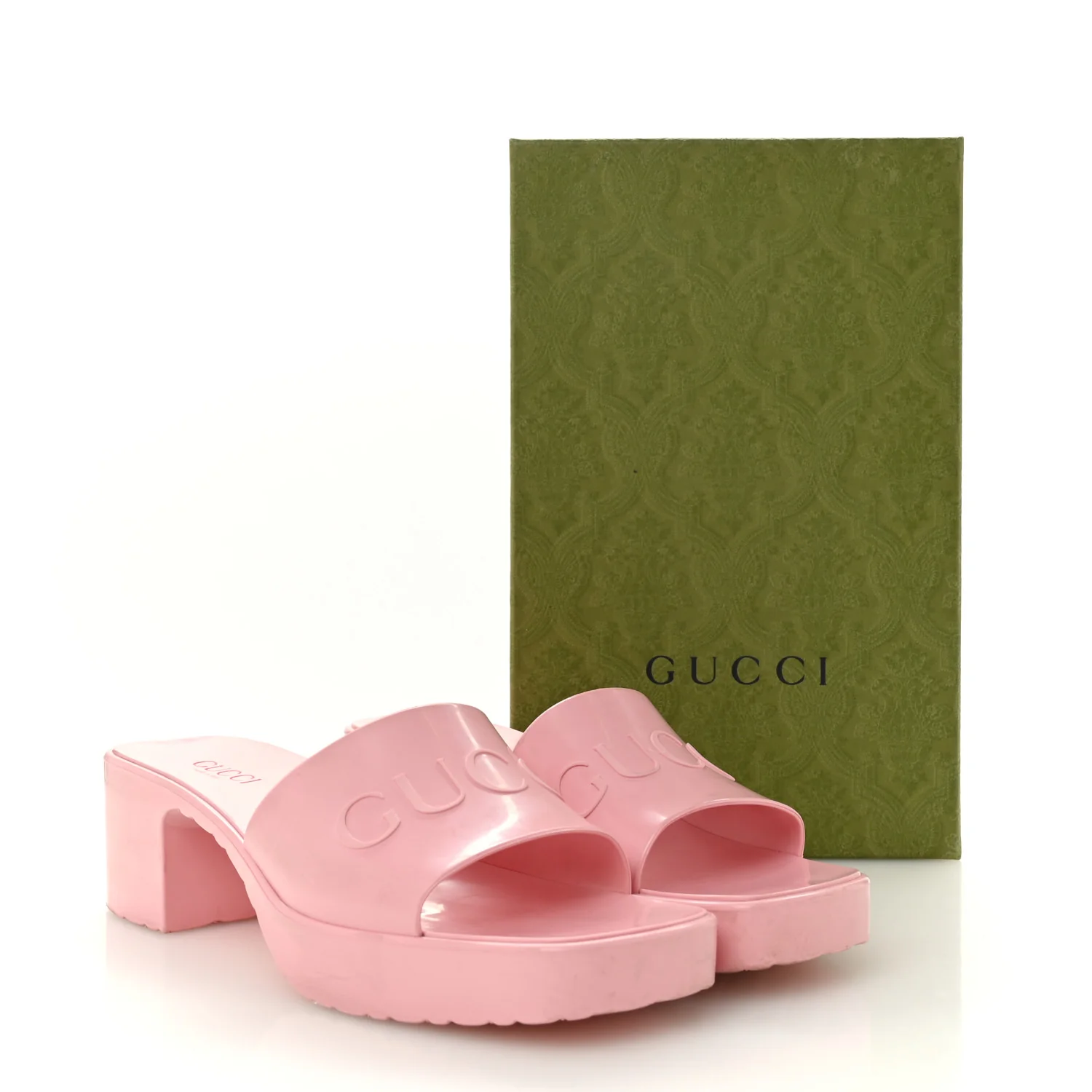 Rubber Gucci Logo Womens Platform 20/60mm Slide Sandals 41 Wild Rose - Image 13