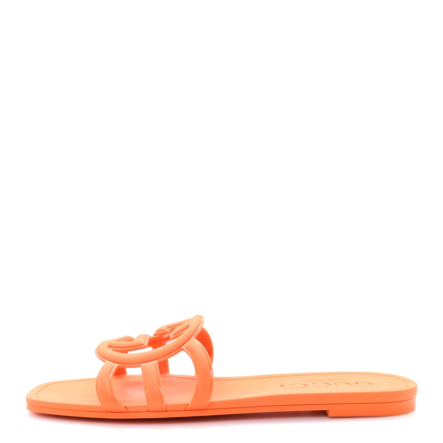 Rubber Interlocking G Womens Slide Sandals 38 Persimmon Orange