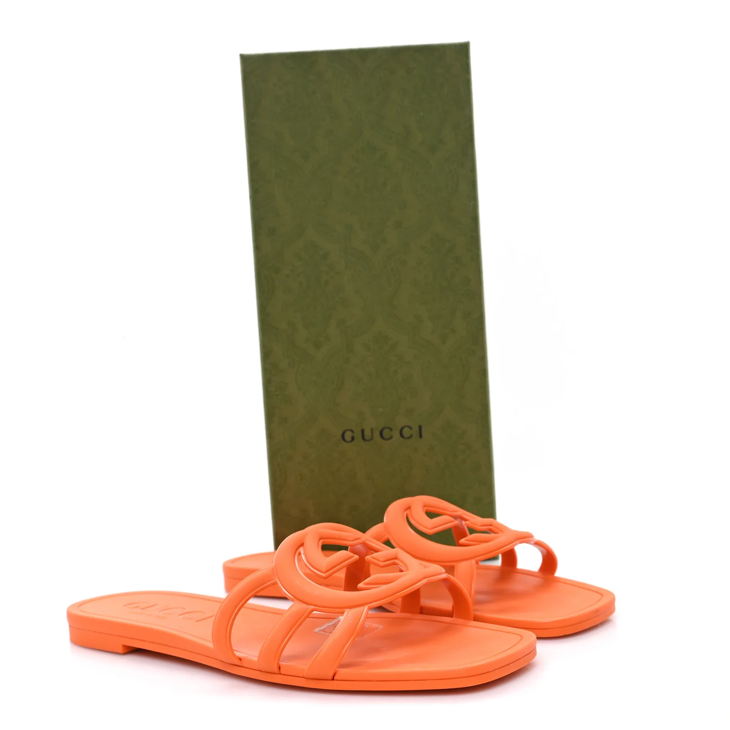 Rubber Interlocking G Womens Slide Sandals 38 Persimmon Orange - Image 10