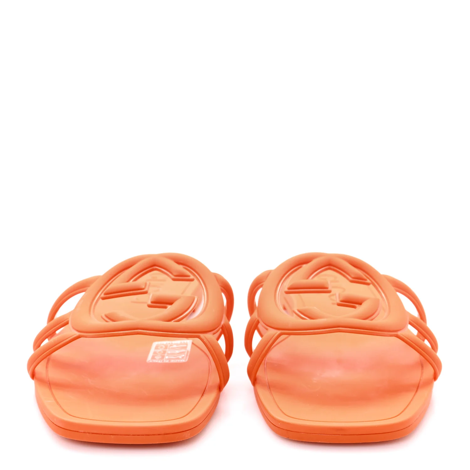 Rubber Interlocking G Womens Slide Sandals 38 Persimmon Orange - Image 3