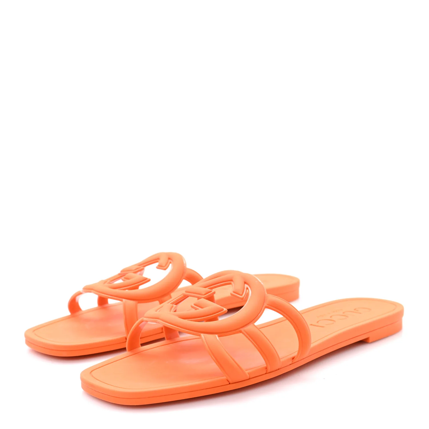 Rubber Interlocking G Womens Slide Sandals 38 Persimmon Orange - Image 4