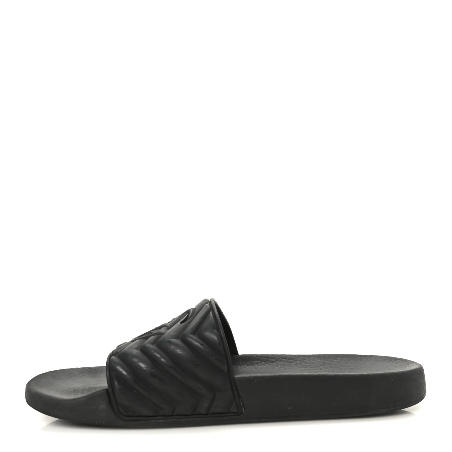 Rubber Matelasse Interlocking G Mens Slide Sandals 9 Black