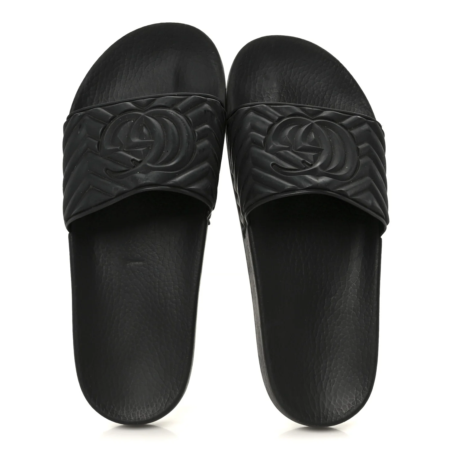 Rubber Matelasse Interlocking G Mens Slide Sandals 9 Black - Image 2