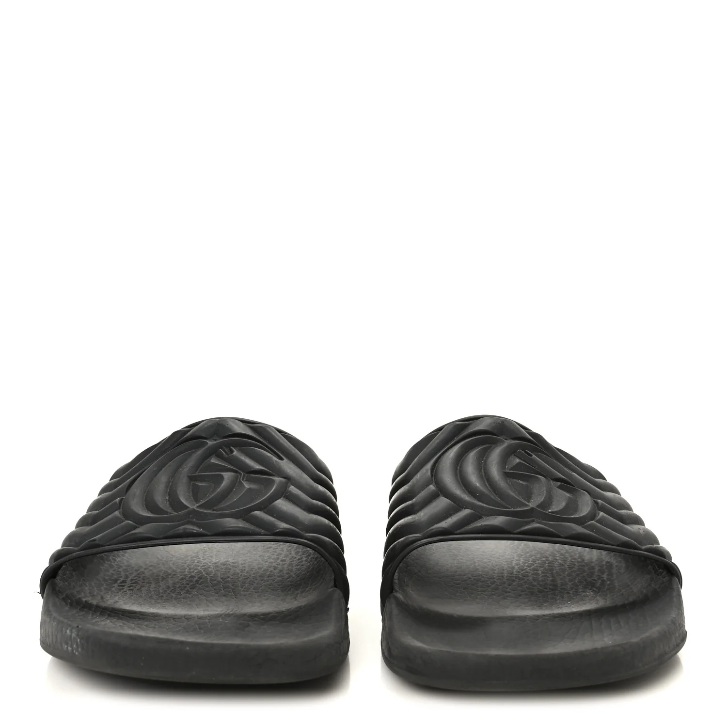 Rubber Matelasse Interlocking G Mens Slide Sandals 9 Black - Image 3
