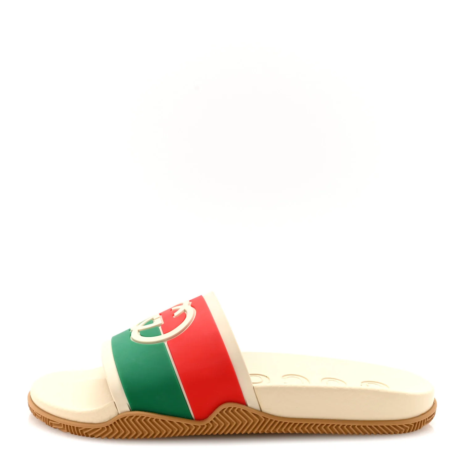 Rubber Web Womens Interlocking G Slide Sandals 40 Mystic White Green Red