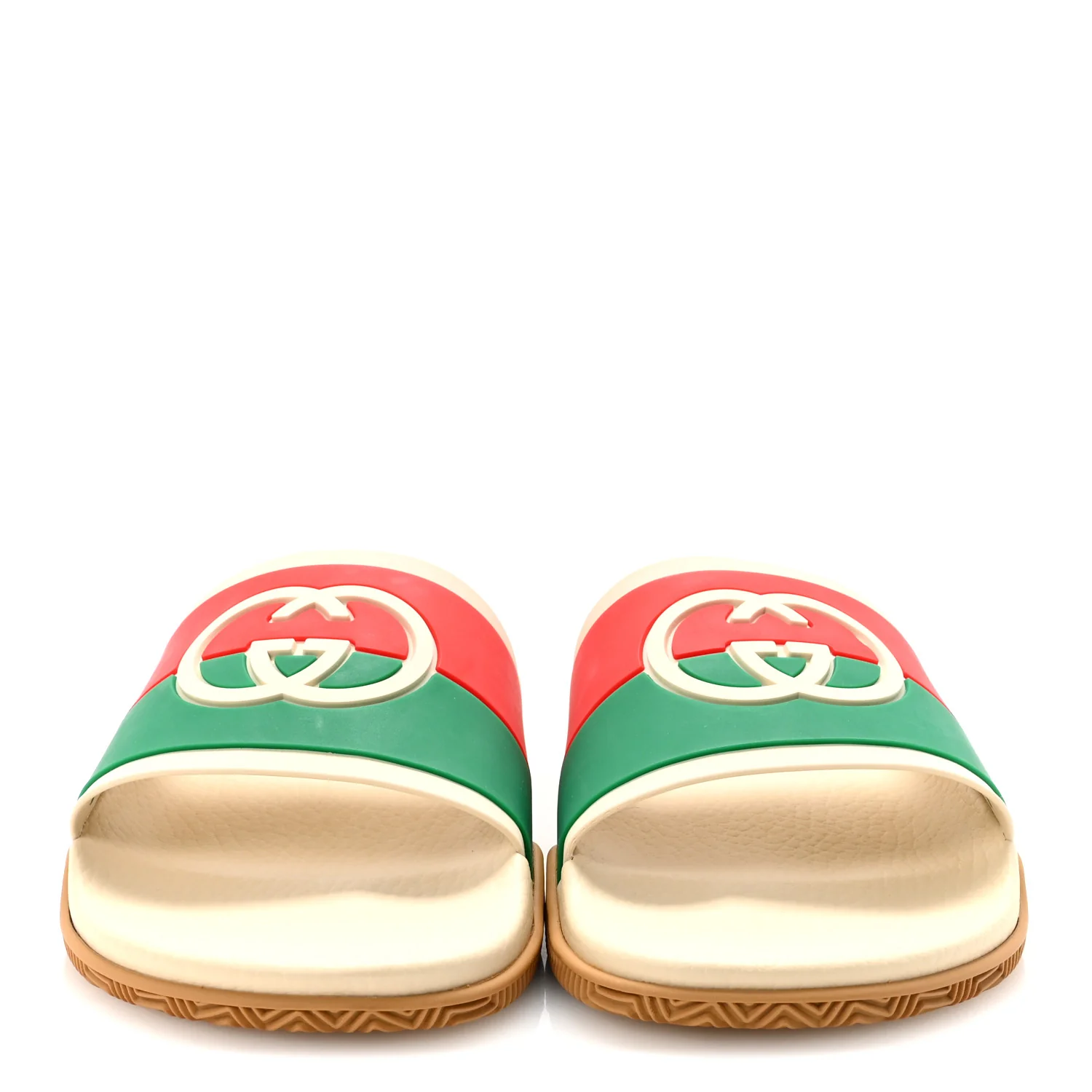 Rubber Web Womens Interlocking G Slide Sandals 40 Mystic White Green Red - Image 3