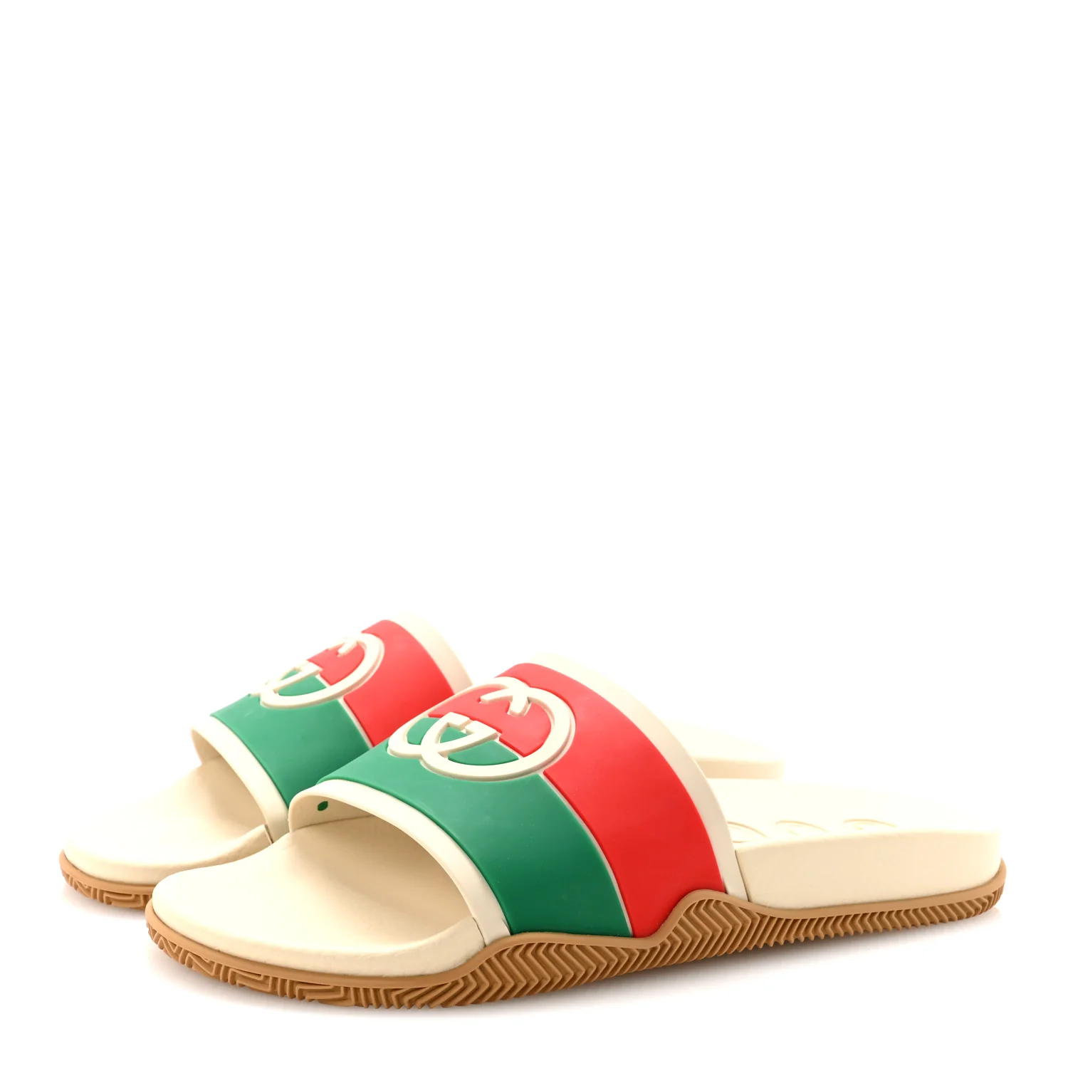 Rubber Web Womens Interlocking G Slide Sandals 40 Mystic White Green Red - Image 4