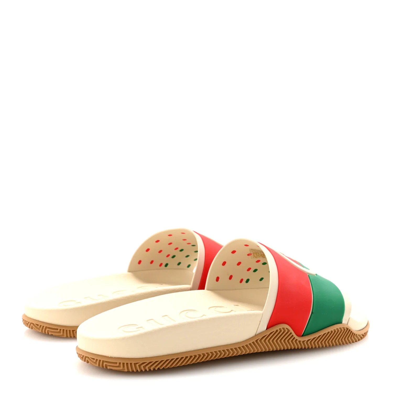 Rubber Web Womens Interlocking G Slide Sandals 40 Mystic White Green Red - Image 5