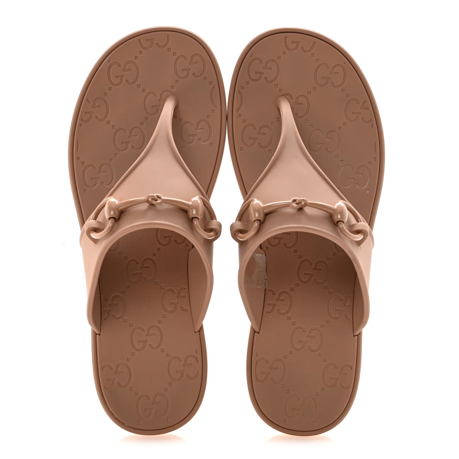 Rubber Womens Horsebit Thong Sandals 36 Vintage Camel - Image 2