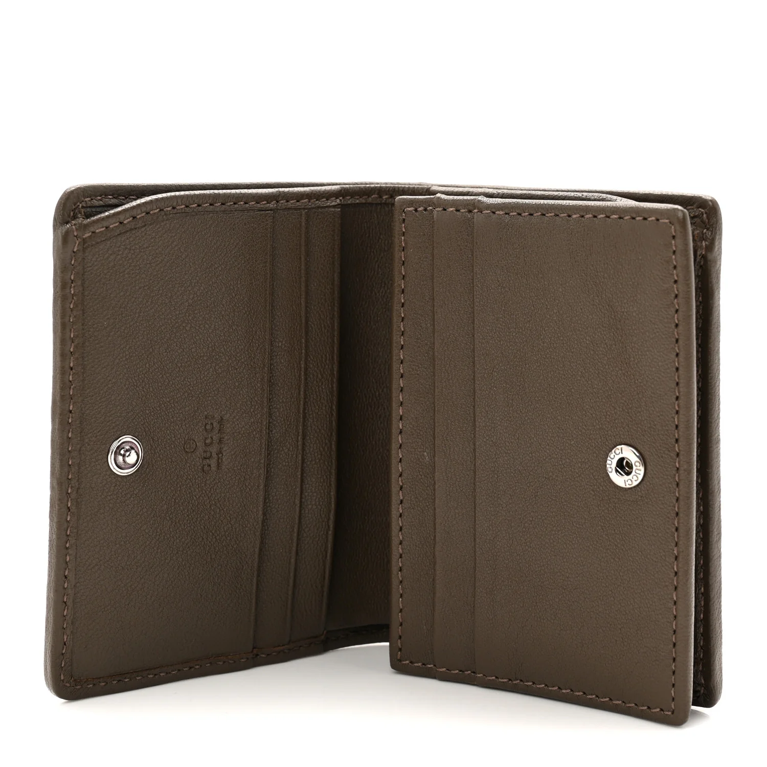 Sakai Be Green Calfskin Diagonal Stitched Blondie Card Case Wallet Craclet Brown - Image 5