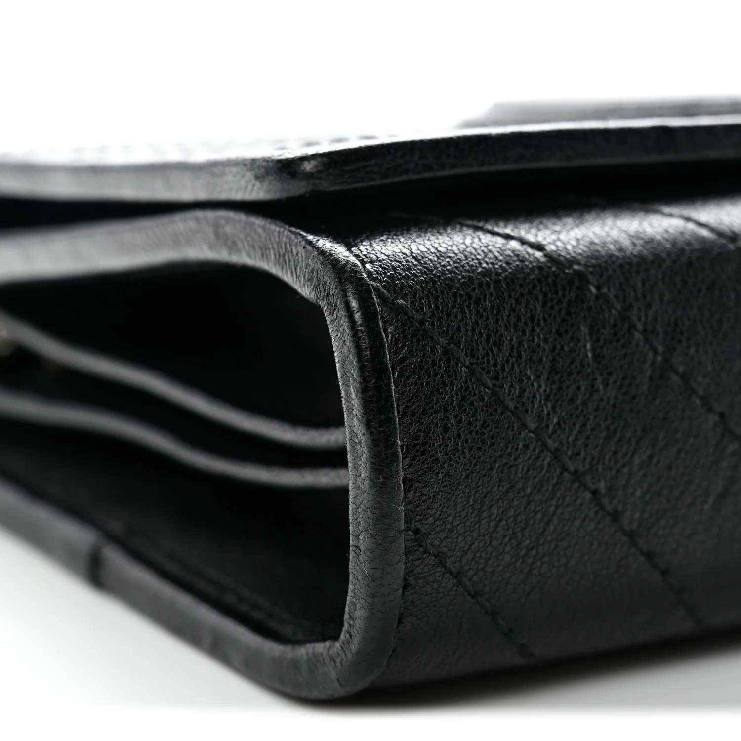 Sakai Be Green Calfskin Diagonal Stitched Blondie Wallet on Chain Black - Image 23
