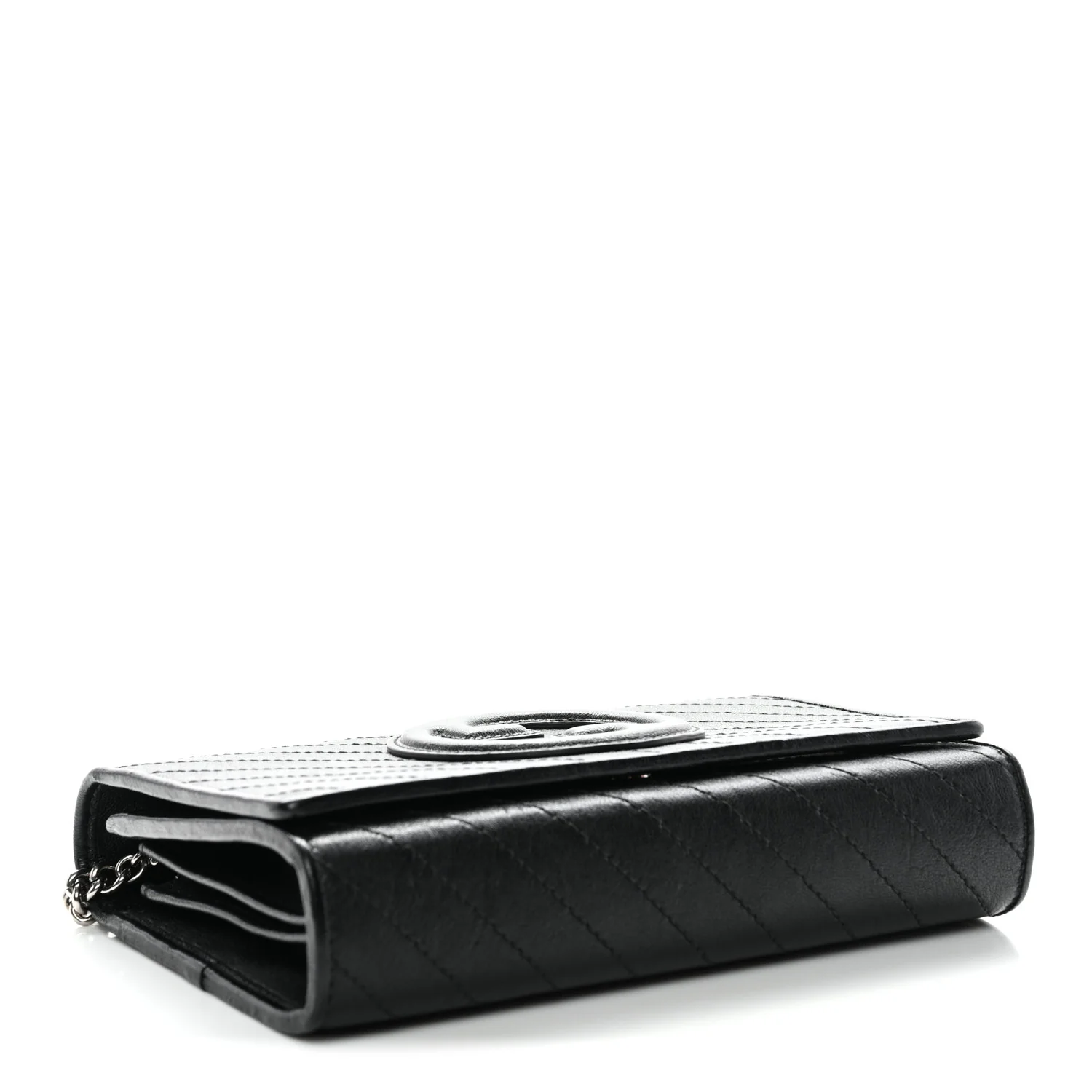 Sakai Be Green Calfskin Diagonal Stitched Blondie Wallet on Chain Black - Image 8