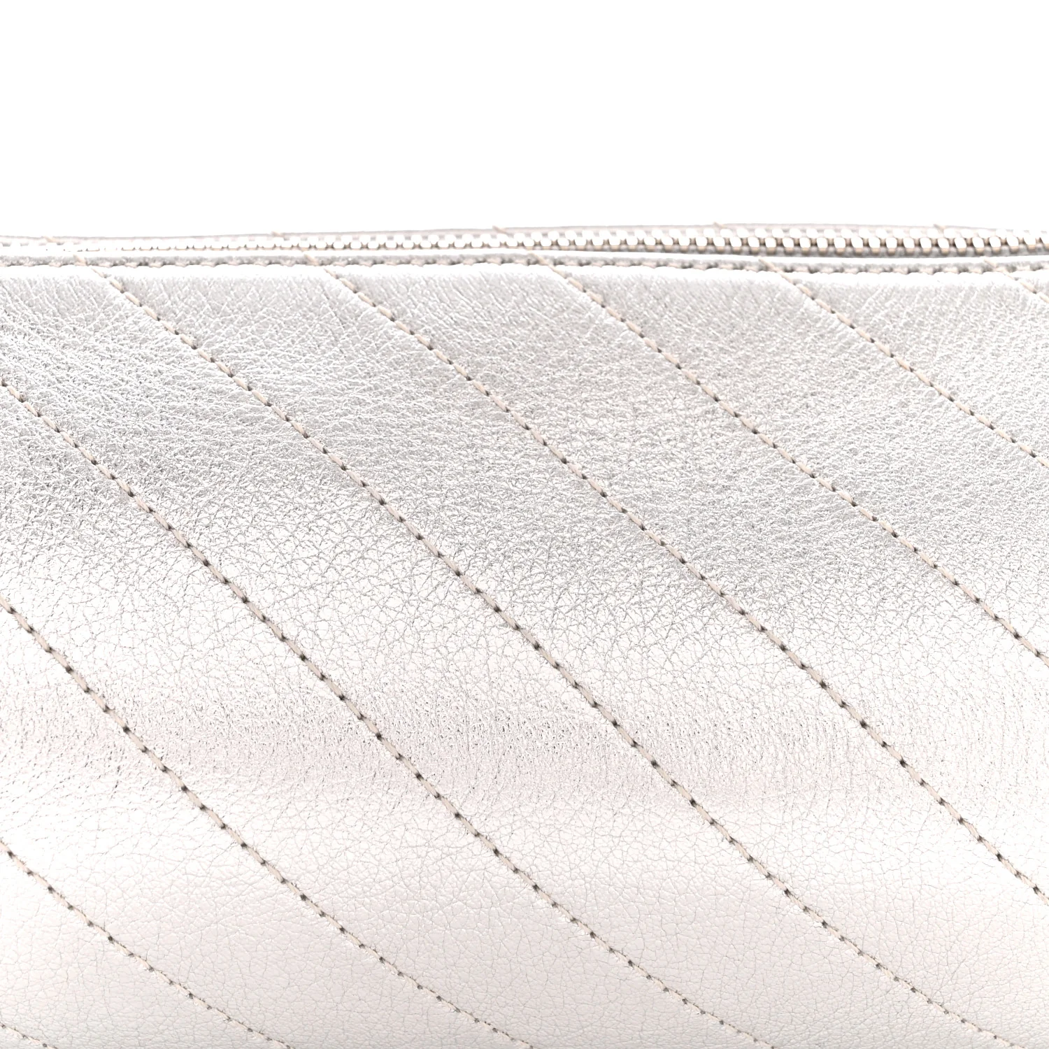 Sakai Be Green Calfskin Diagonal Stitched Mini Blondie Barrel Shoulder Bag Silver - Image 8