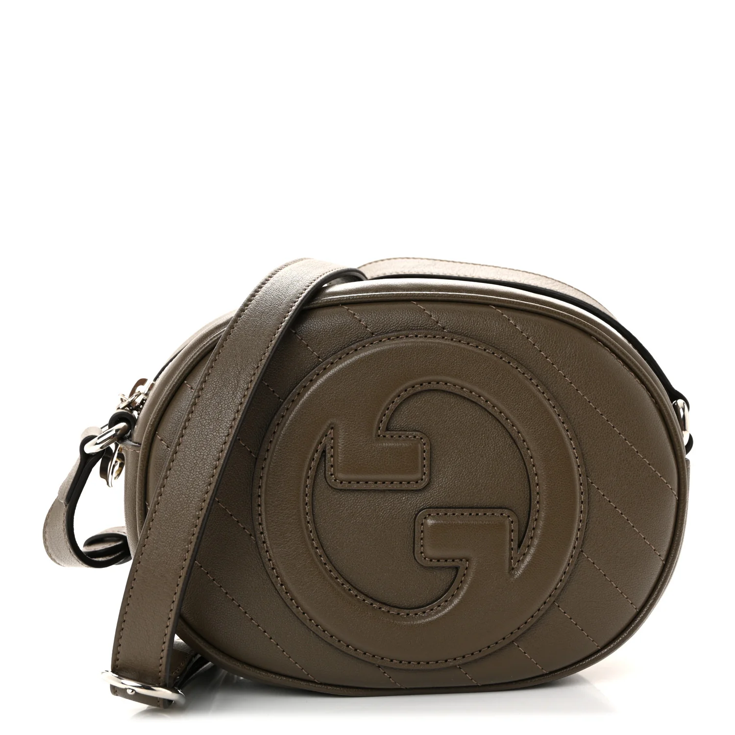 Sakai Be Green Calfskin Diagonal Stitched Mini Blondie Shoulder Bag Craclet Brown