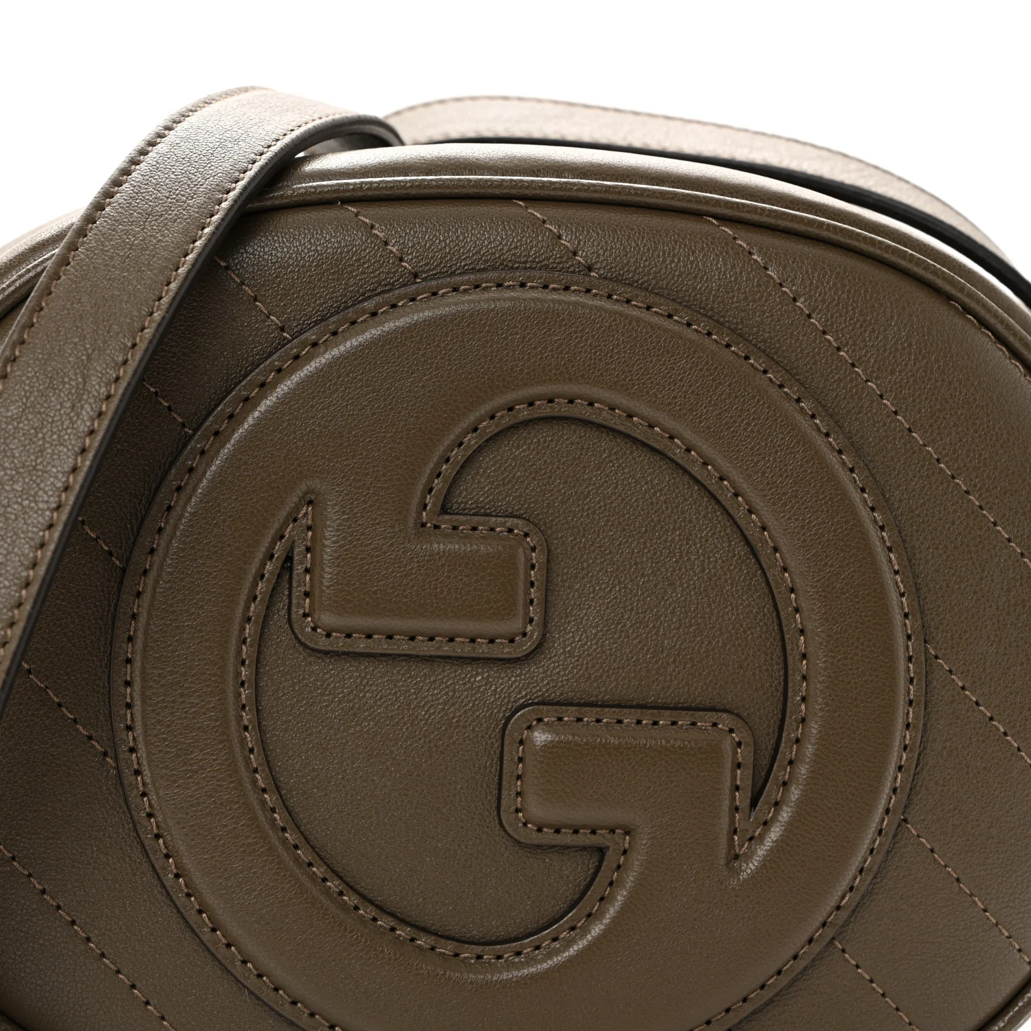 Sakai Be Green Calfskin Diagonal Stitched Mini Blondie Shoulder Bag Craclet Brown - Image 7