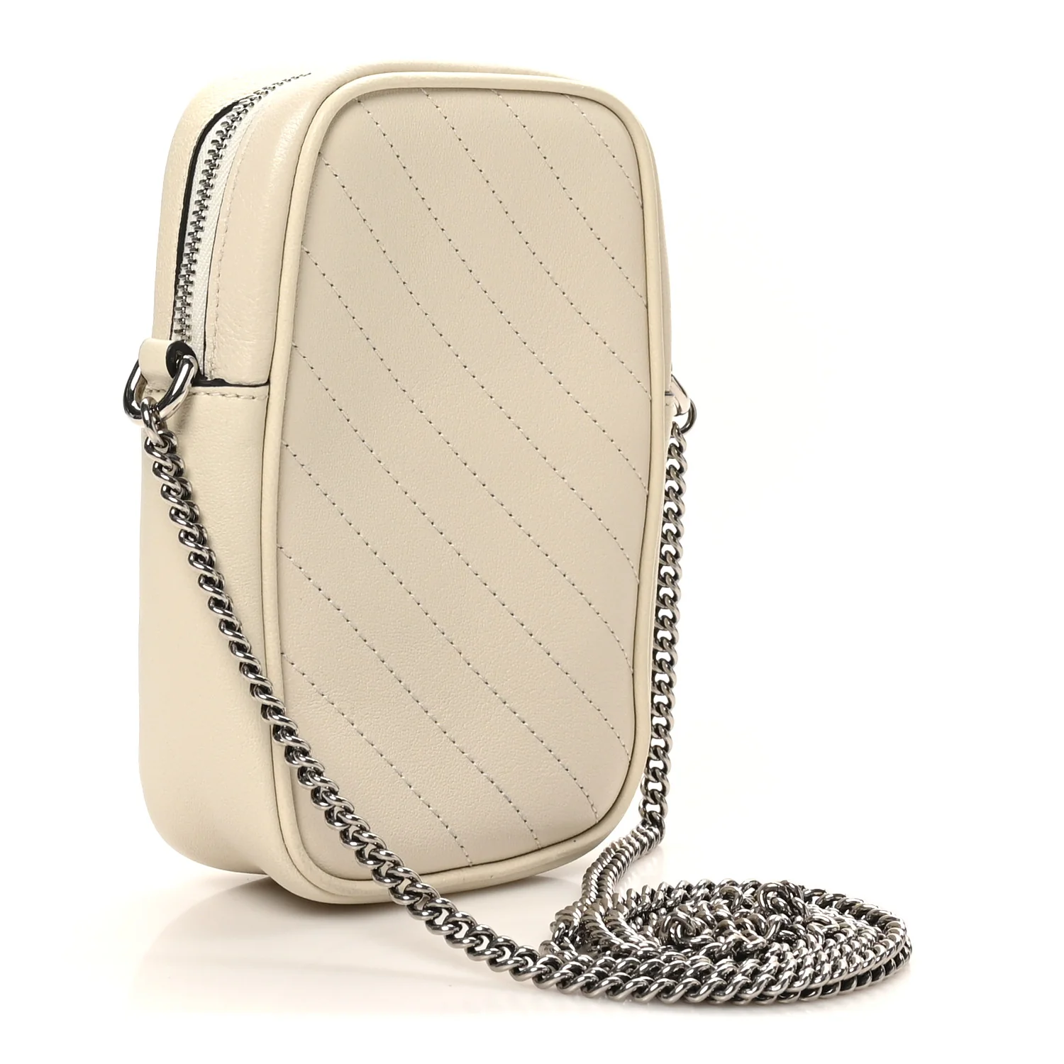 Sakai Be Green Calfskin Diagonal Stitched Mini Blondie Vertical Shoulder Bag Mystic White - Image 3