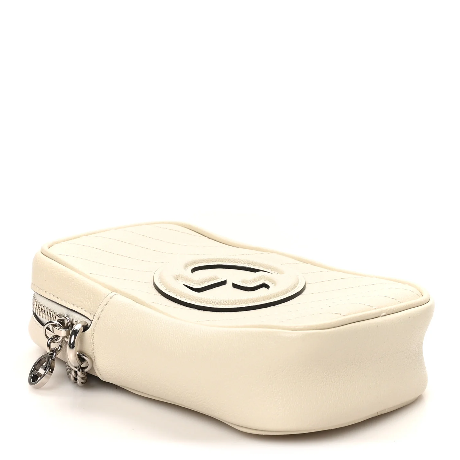 Sakai Be Green Calfskin Diagonal Stitched Mini Blondie Vertical Shoulder Bag Mystic White - Image 4