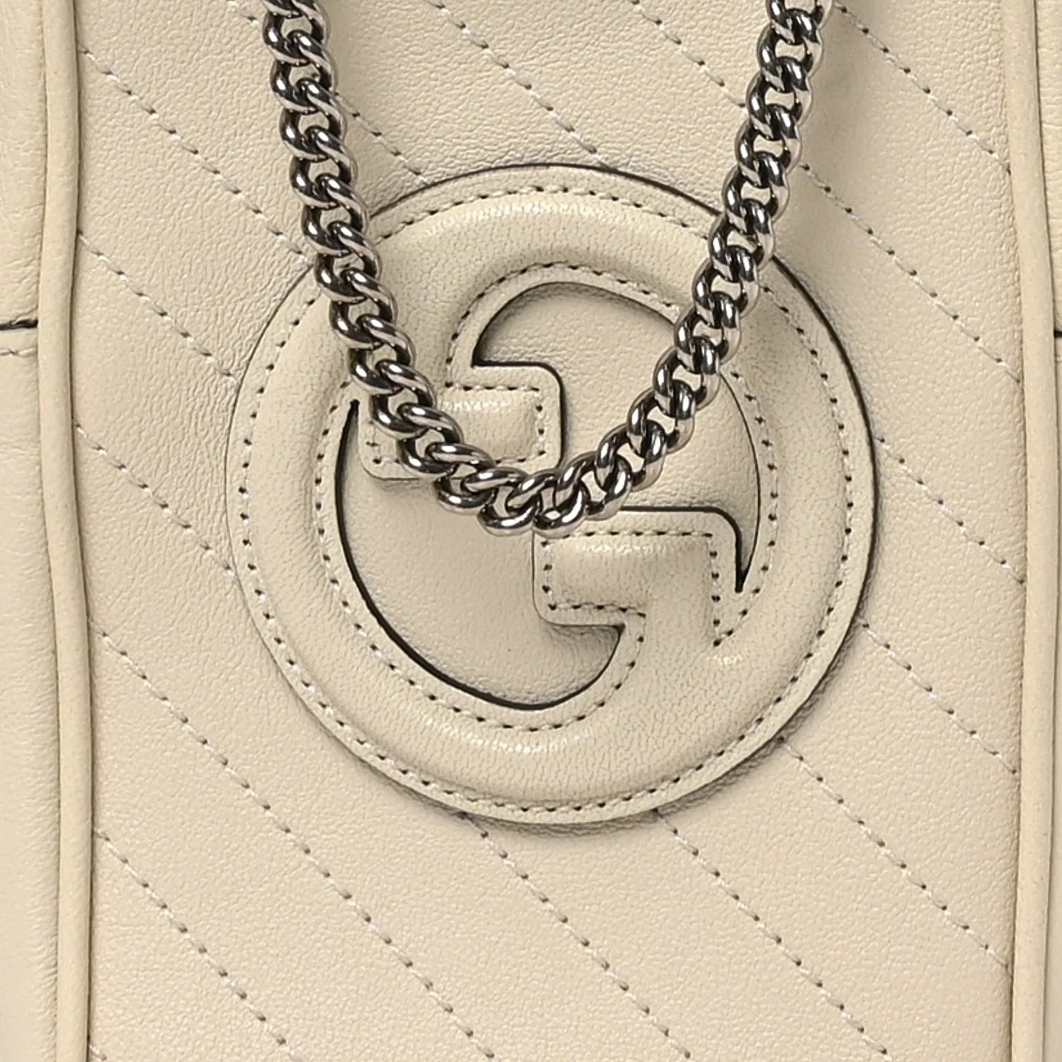 Sakai Be Green Calfskin Diagonal Stitched Mini Blondie Vertical Shoulder Bag Mystic White - Image 8