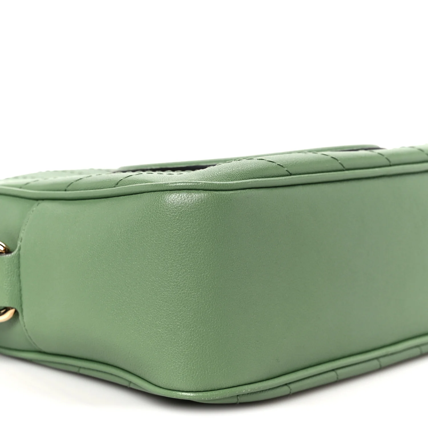 Sakai Be Green Calfskin Diagonal Stitched Small Blondie Shoulder Bag Green Soil Grass - Image 10