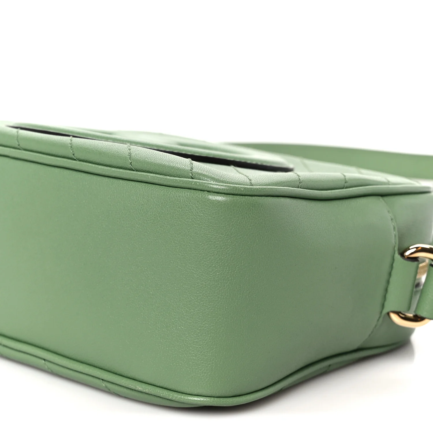 Sakai Be Green Calfskin Diagonal Stitched Small Blondie Shoulder Bag Green Soil Grass - Image 11