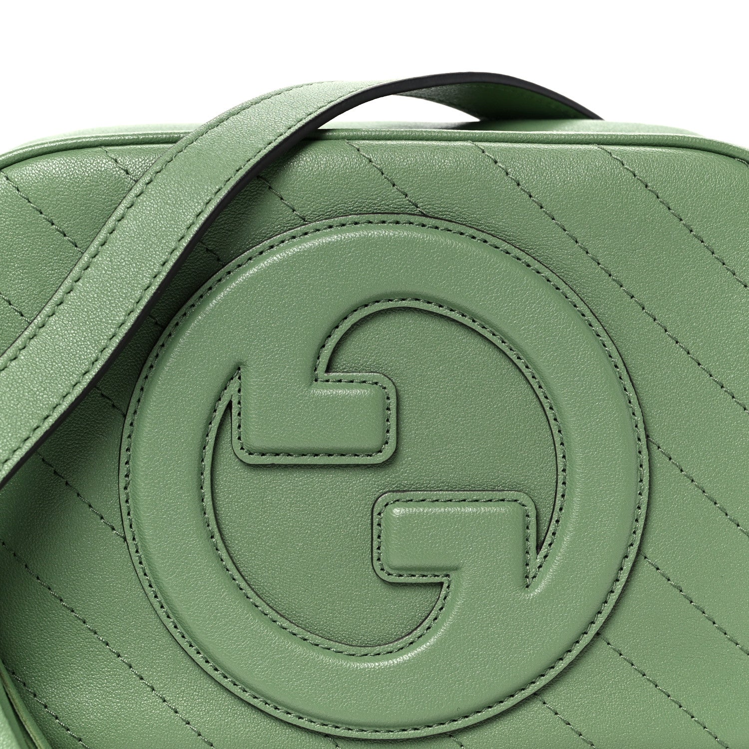 Sakai Be Green Calfskin Diagonal Stitched Small Blondie Shoulder Bag Green Soil Grass - Image 9