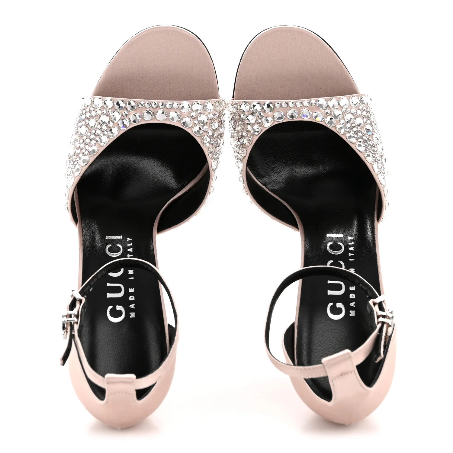 Satin Crystal Ankle Strap Sandal Pumps 39 Skin Rose - Image 2