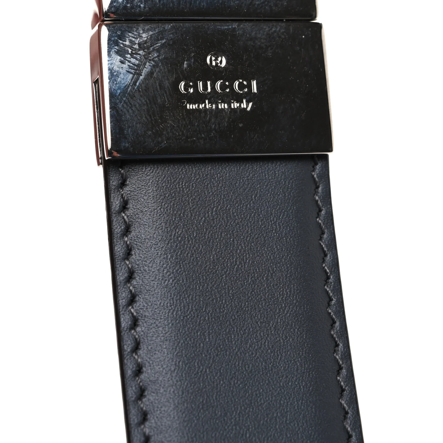 Selleria Calfskin GG Supreme Monogram Reversible Belt 90 36 Graphite Grey Black - Image 5