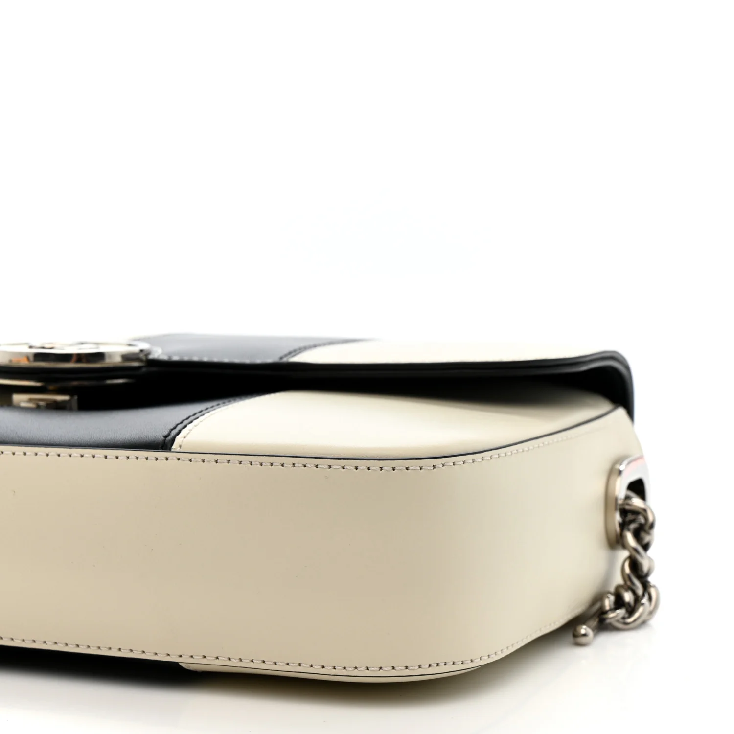 Senna Calfskin Lines Petite GG Top Handle Shoulder Bag Black Mystic White - Image 10