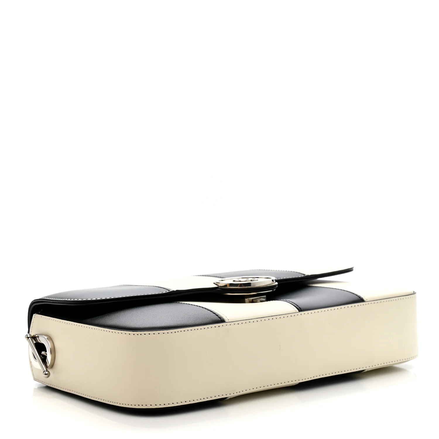 Senna Calfskin Lines Petite GG Top Handle Shoulder Bag Black Mystic White - Image 4
