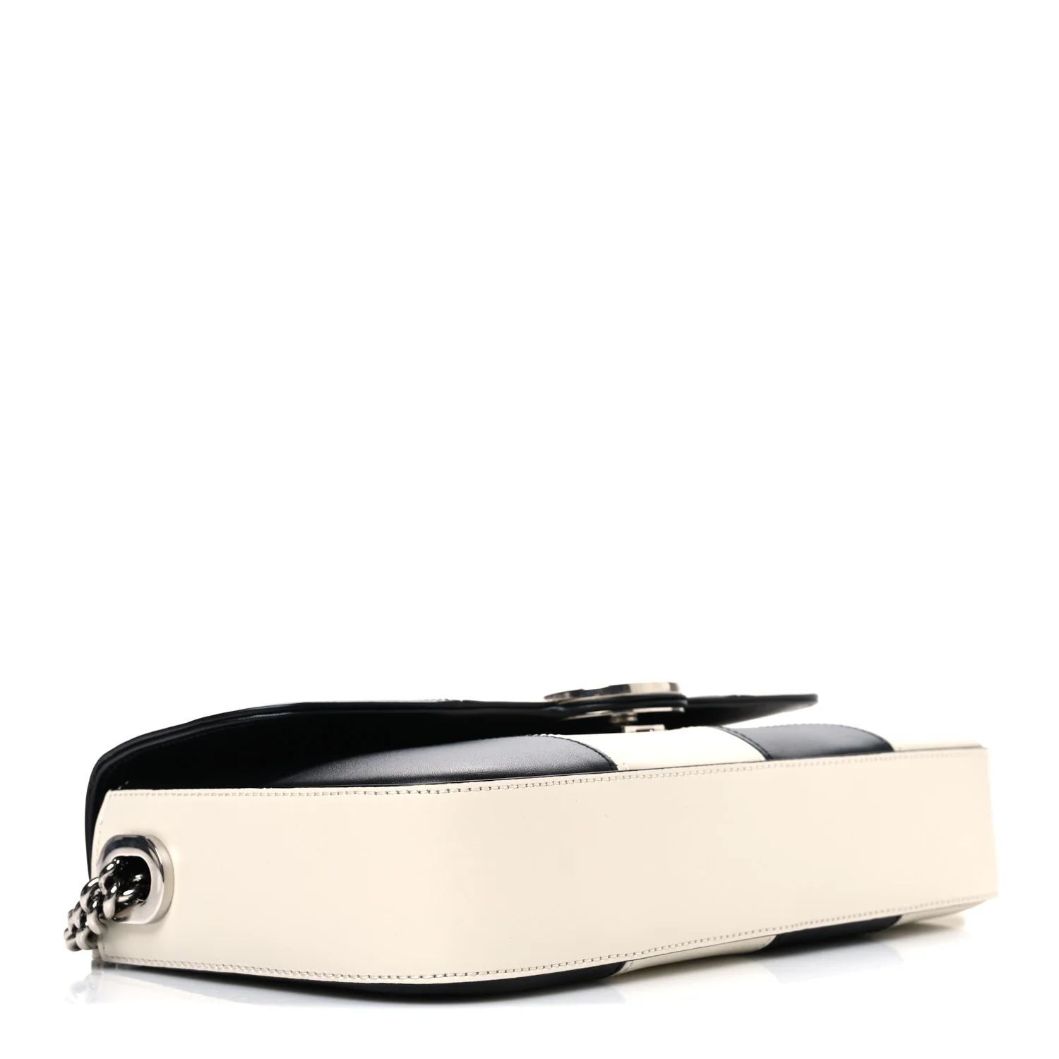 Senna Calfskin Lines Petite GG Top Handle Shoulder Bag Black Mystic White - Image 4