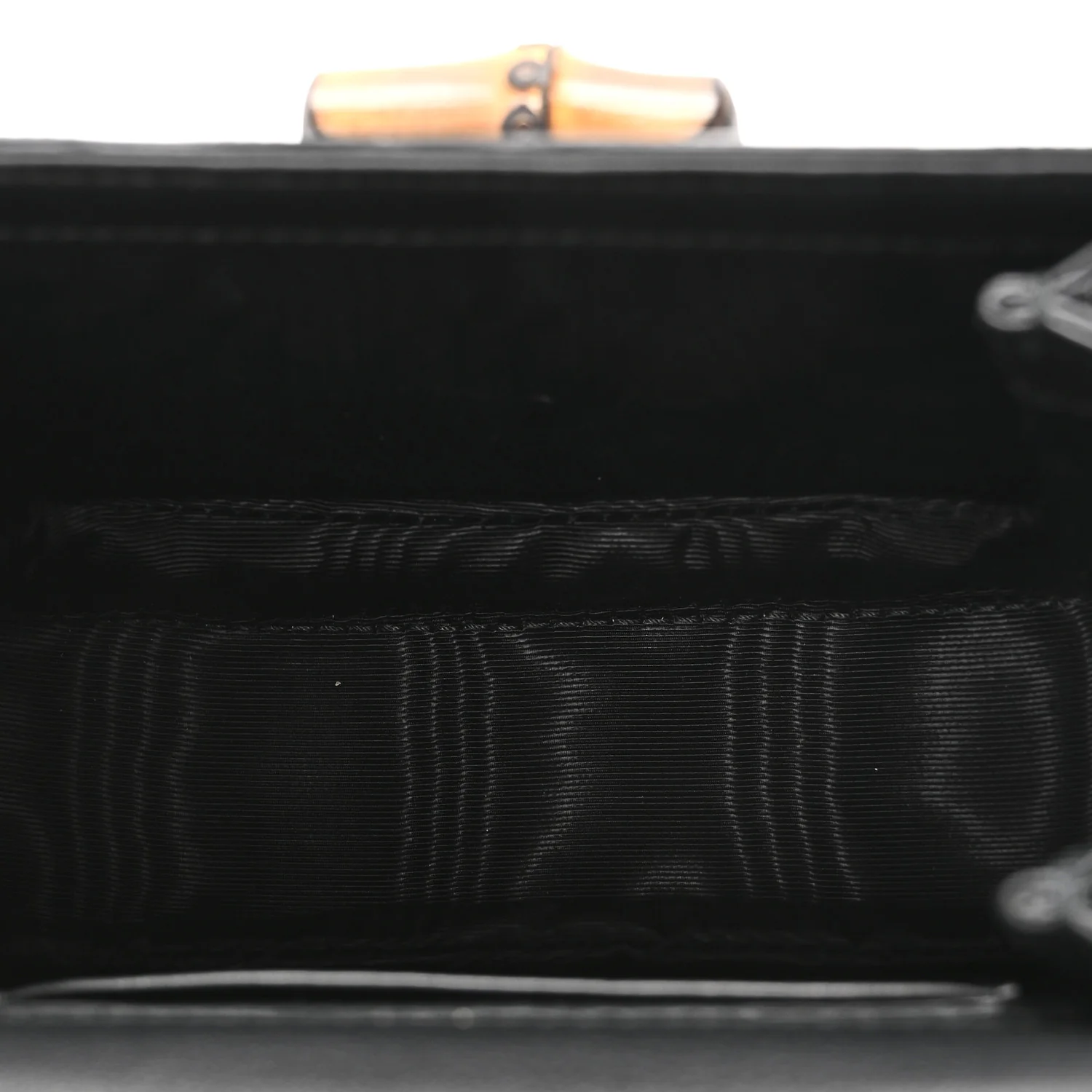 Sequin Lizard Embossed GG Mini Bamboo 1947 Top Handle Chain Bag Black White - Image 5