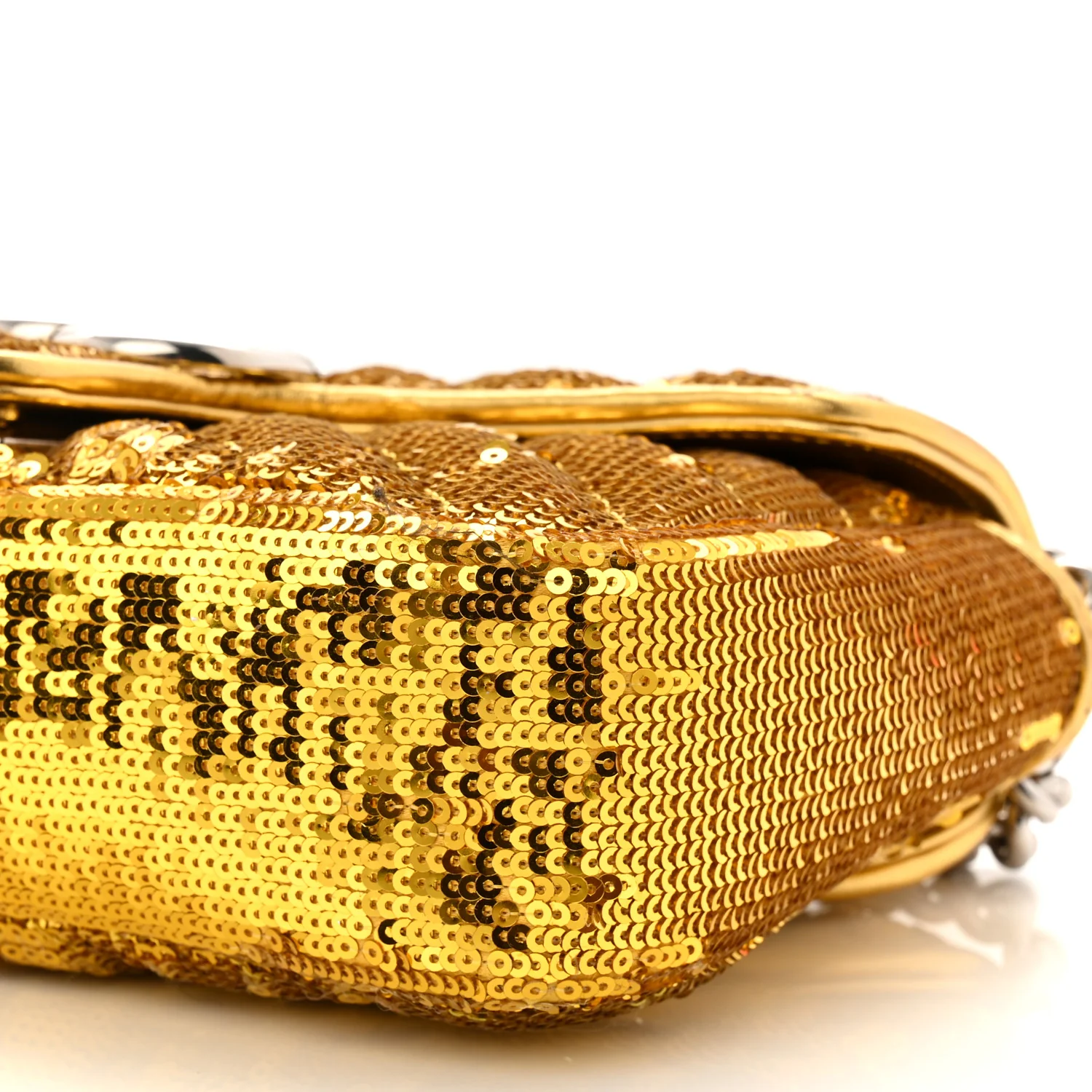 Sequin Matelasse Diagonal Mini GG Marmont Shoulder Bag Gold - Image 10
