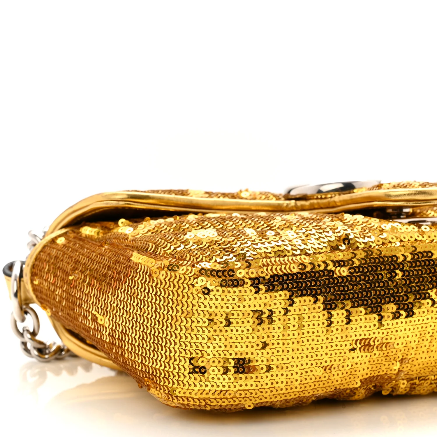 Sequin Matelasse Diagonal Mini GG Marmont Shoulder Bag Gold - Image 9