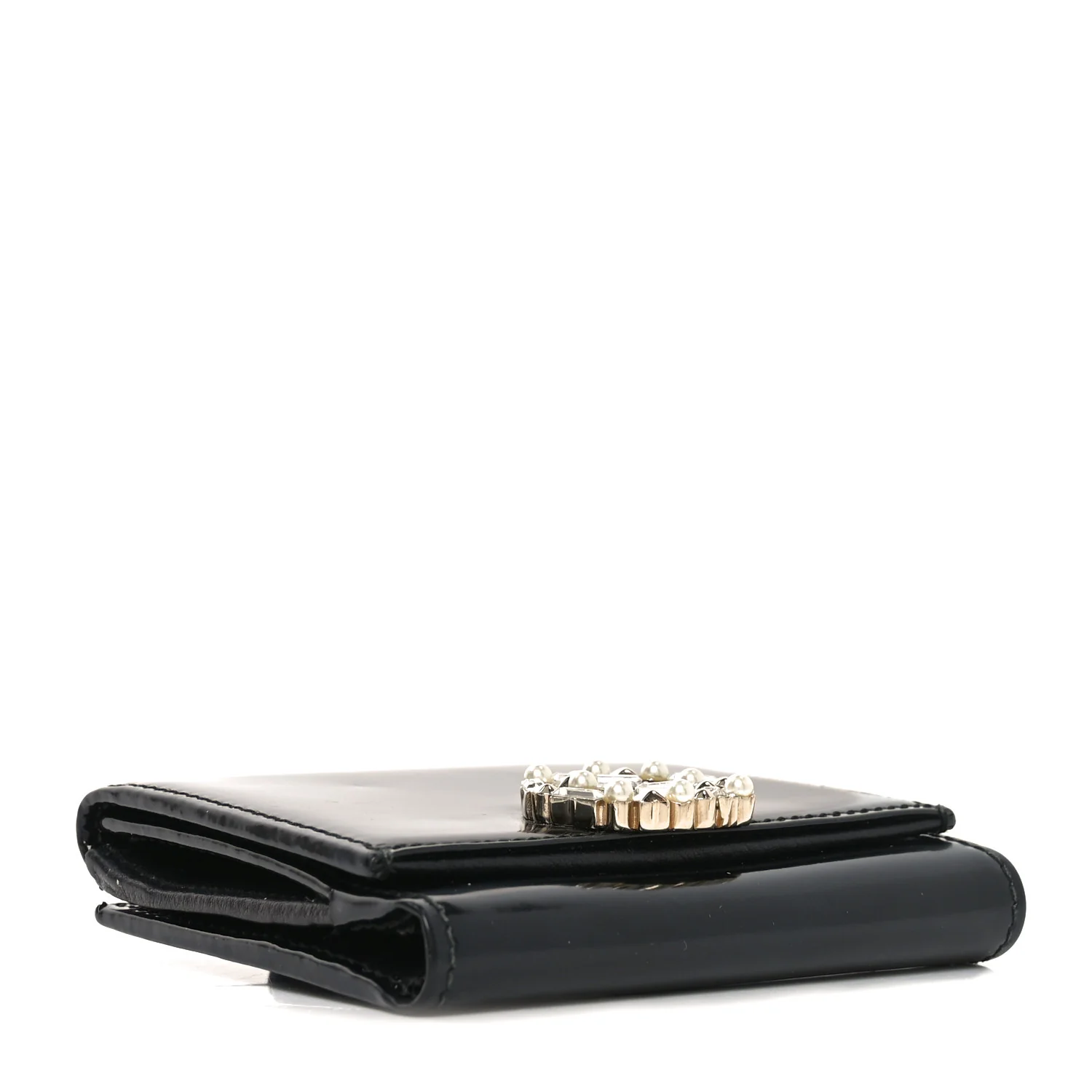 Shade Lux Calfskin Swarovski Crystal Mini GG Sparkling French Flap Wallet Black - Image 4