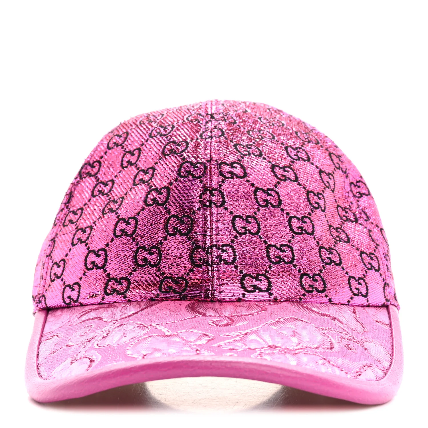 Silk Blend Jacquard Monogram Santa Barbara Baseball Hat M Fuxia Black - Image 3
