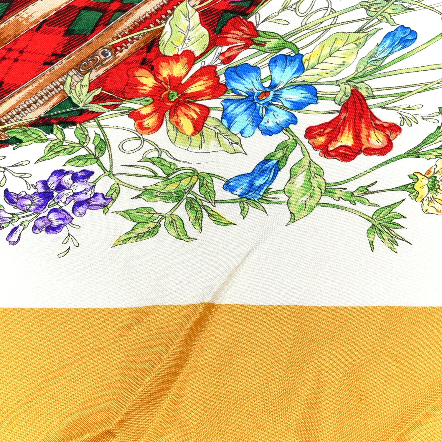 Silk Floral Print Square Scarf Yellow Multicolor - Image 5