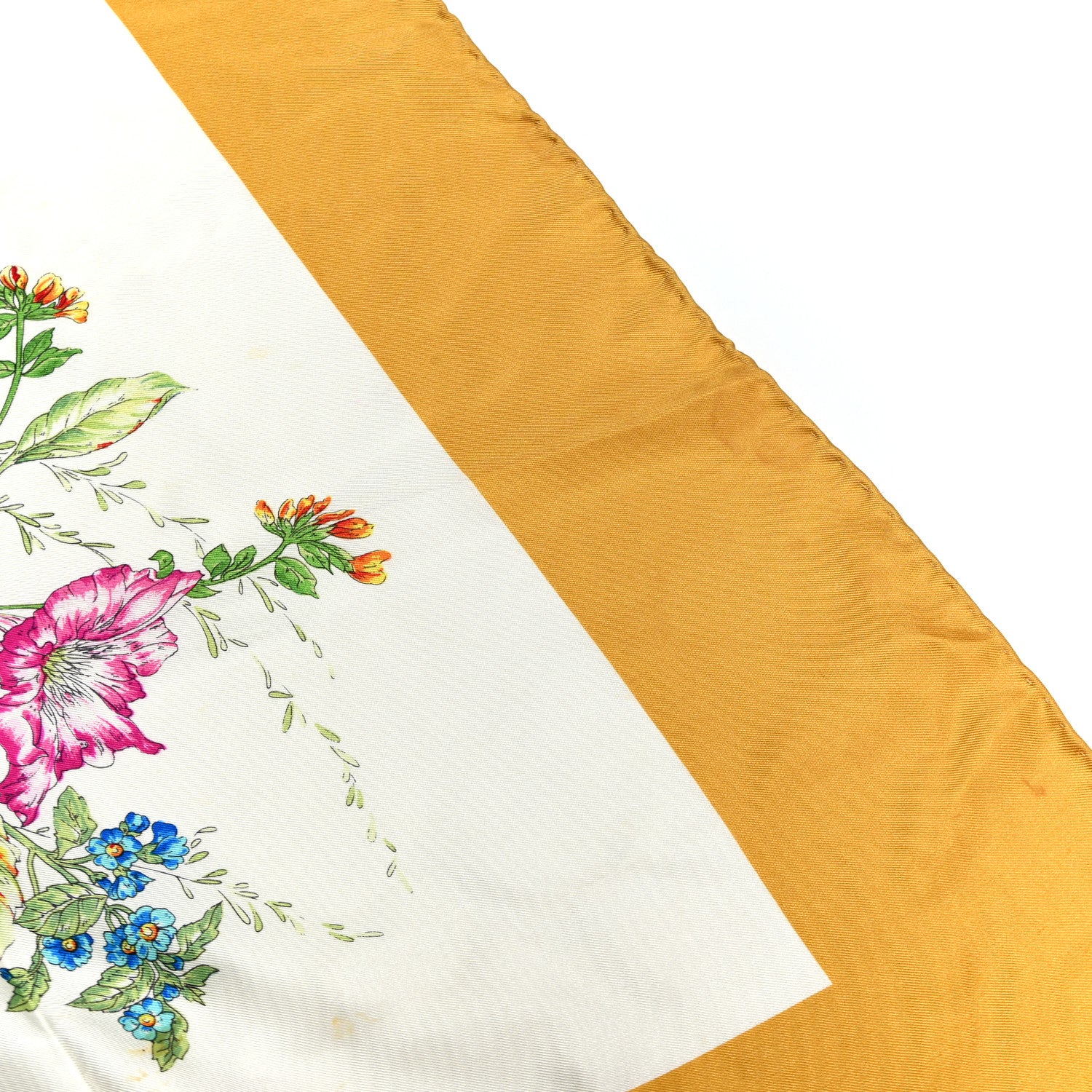 Silk Floral Print Square Scarf Yellow Multicolor - Image 7