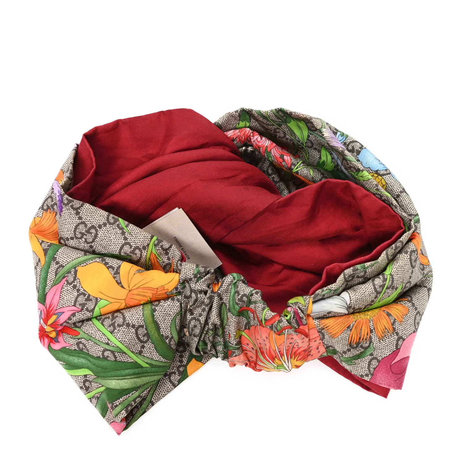 Silk Monogram Flora Print Headband M Red - Image 3