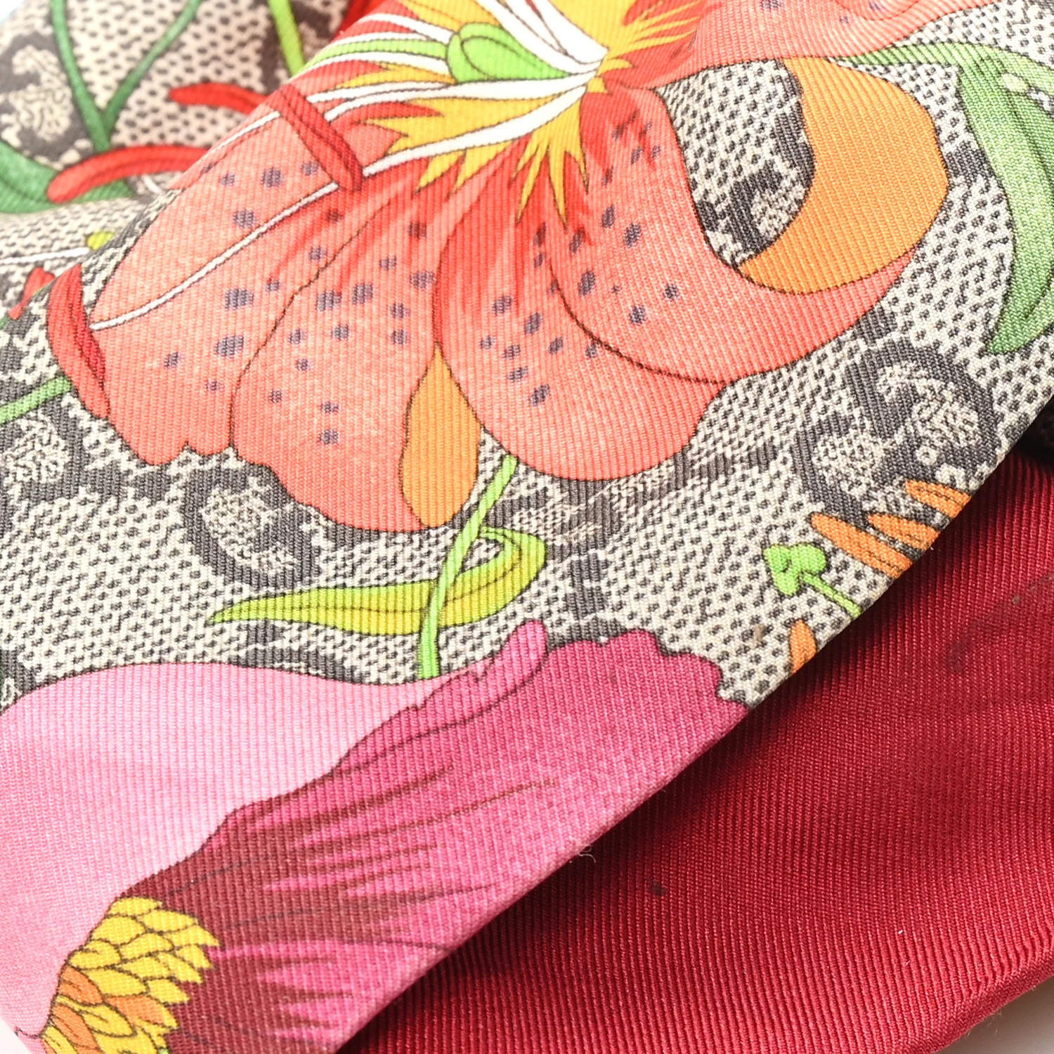 Silk Monogram Flora Print Headband M Red - Image 6
