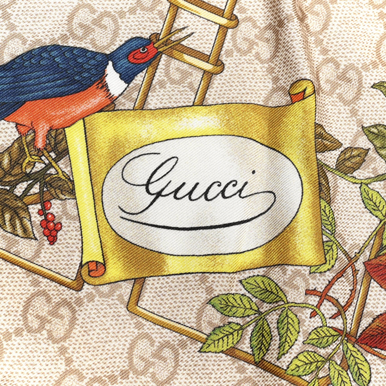 Silk Twill GG Monogram Floral Square Scarf Brown Multicolor - Image 2