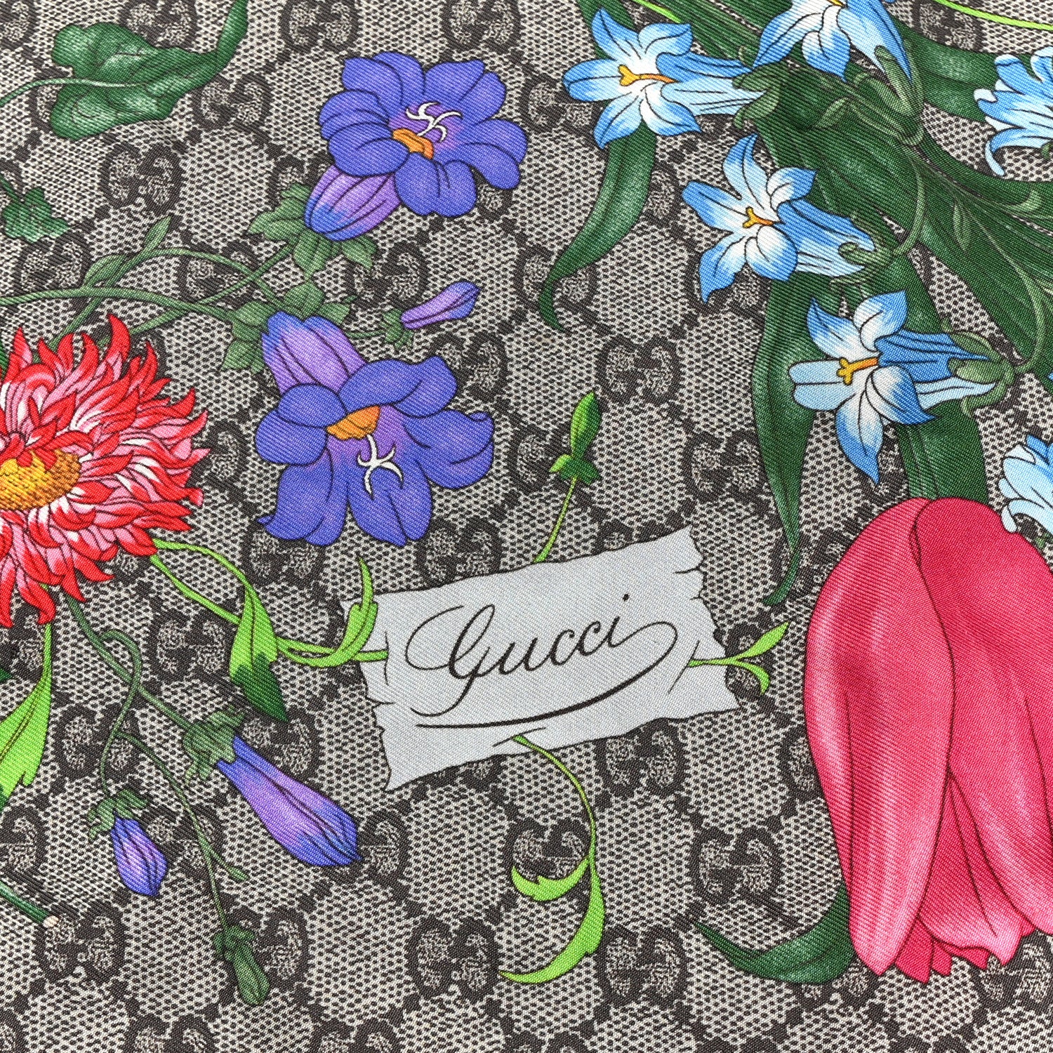 Silk Twill GG Monogram Special Florio Square Scarf Beige Pink - Image 2