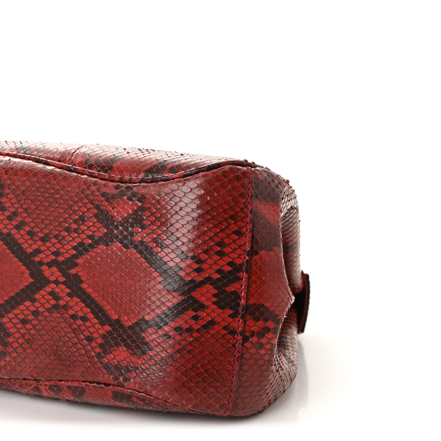 Snakeskin Bamboo Medium Lady Lock Top Handle Bag Red - Image 10
