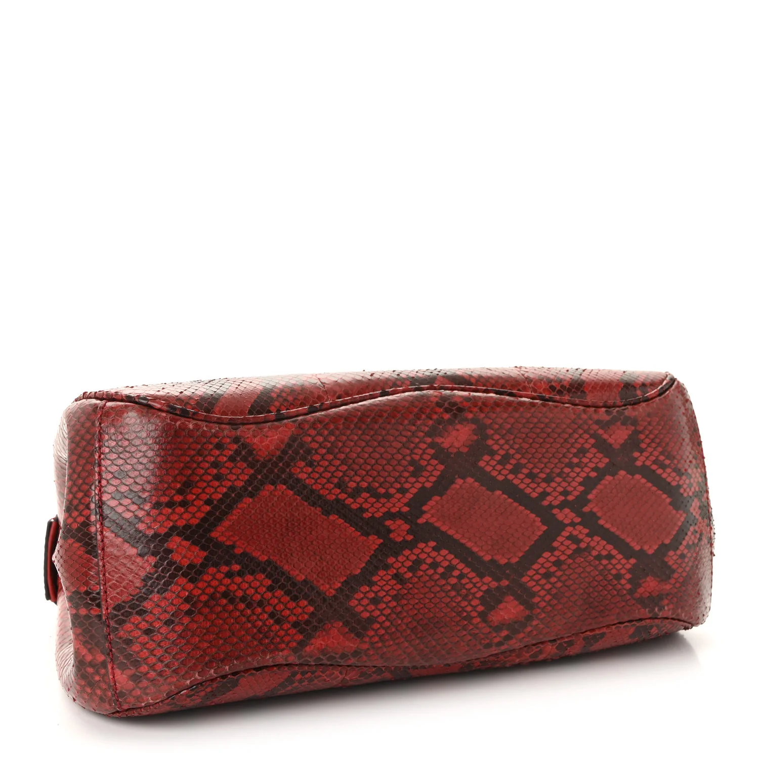 Snakeskin Bamboo Medium Lady Lock Top Handle Bag Red - Image 4