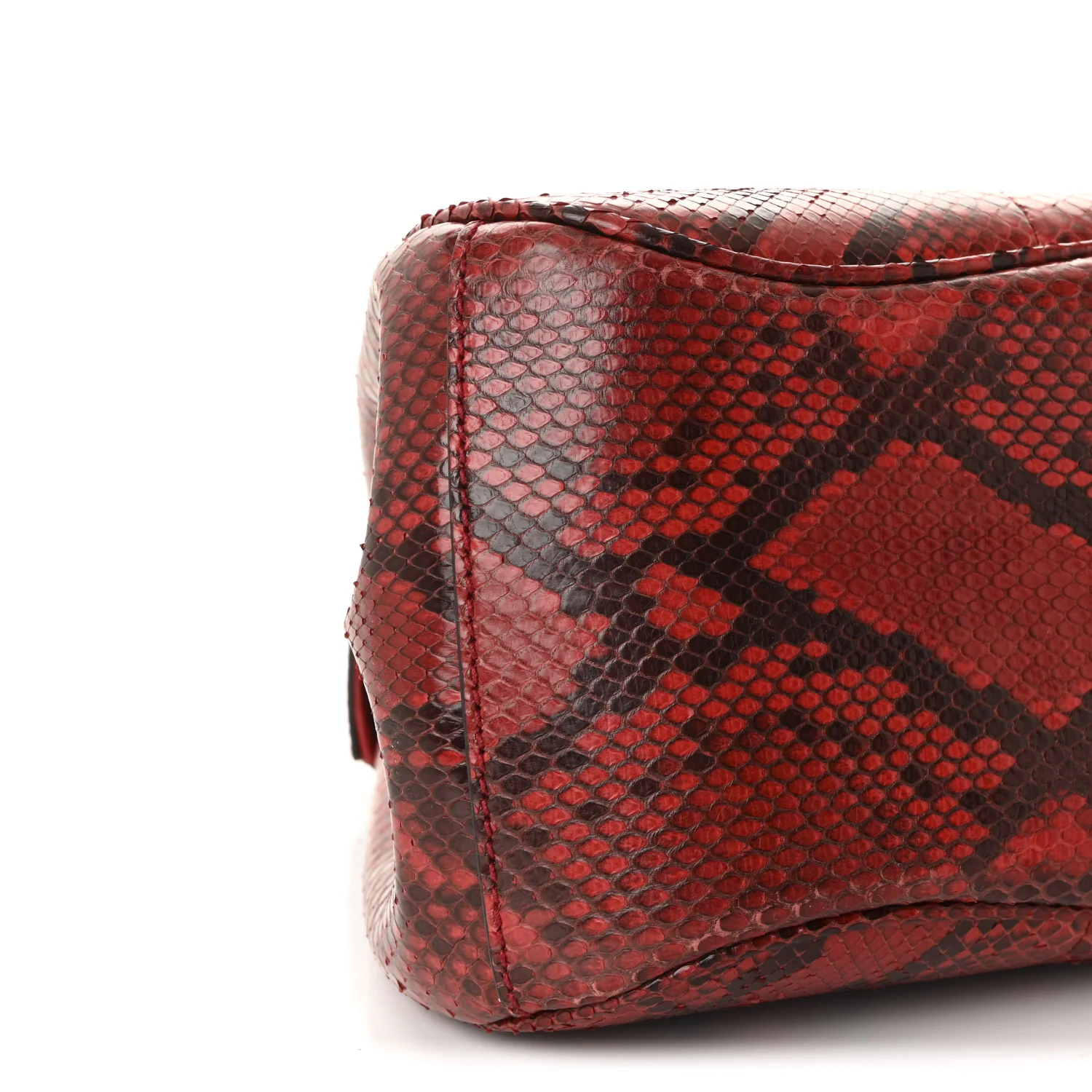 Snakeskin Bamboo Medium Lady Lock Top Handle Bag Red - Image 9