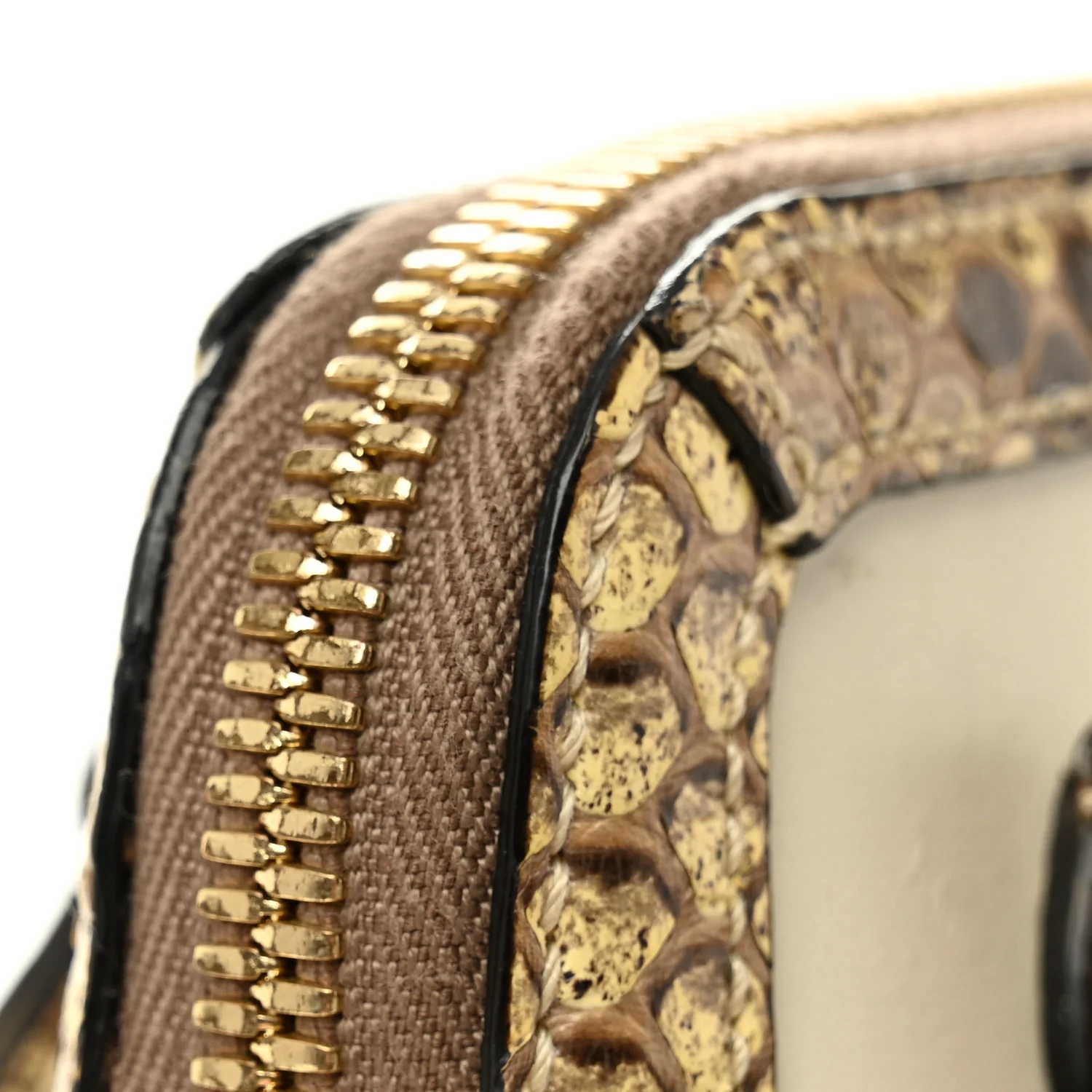 Snakeskin Boarded Plutone Calfskin Mini Horsebit 1955 Top Handle Bag White Multicolor - Image 12