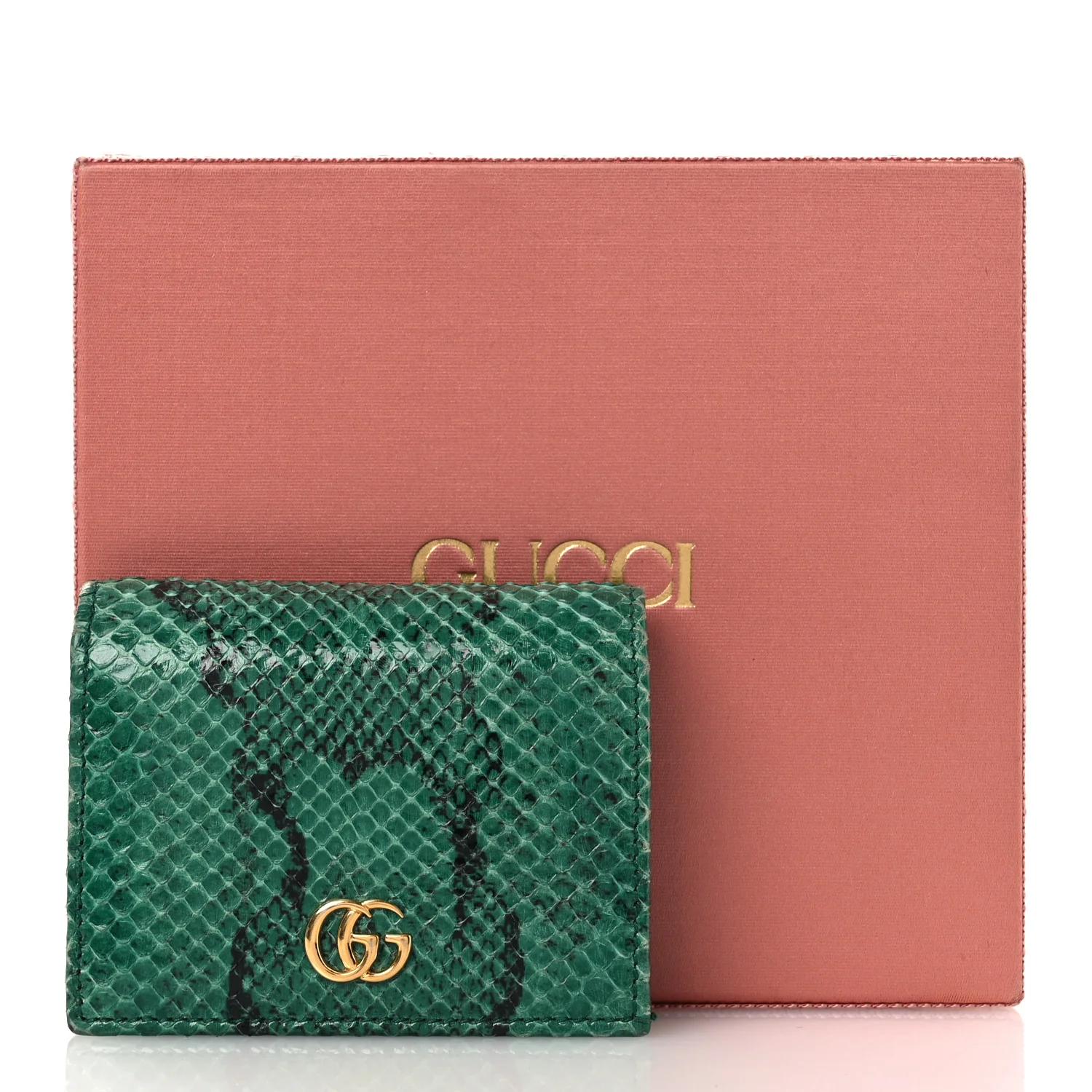 Snakeskin GG Marmont Card Case Green - Image 11