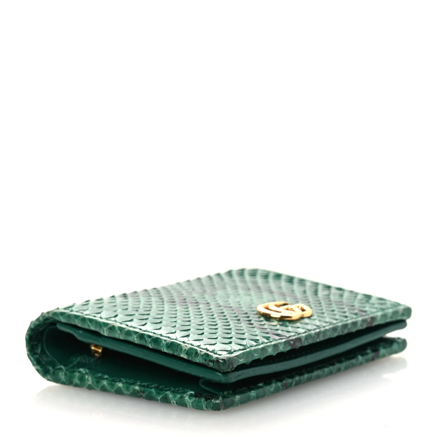 Snakeskin GG Marmont Card Case Green - Image 4